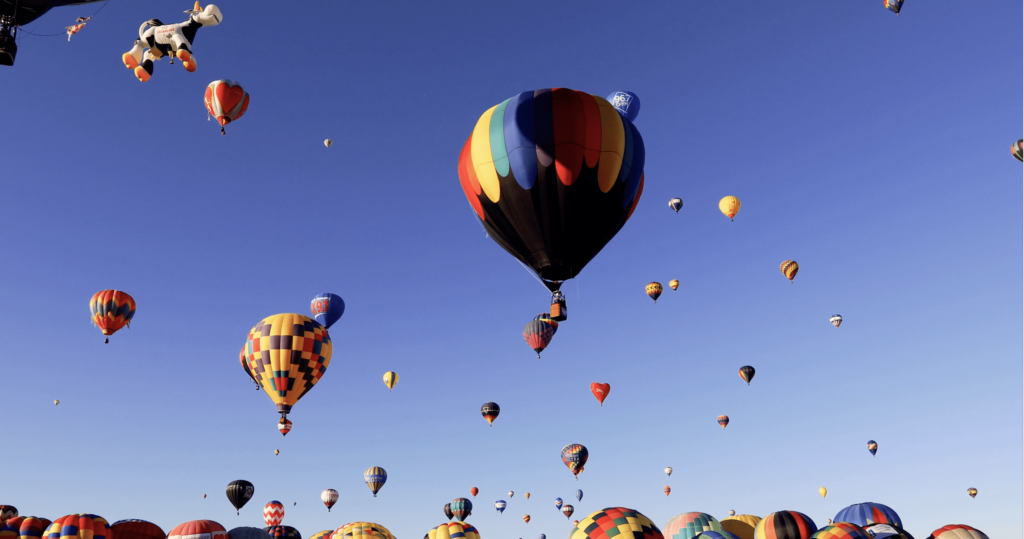 Hot Air Balloons Floating Away 4k Royalty Free Stock Video