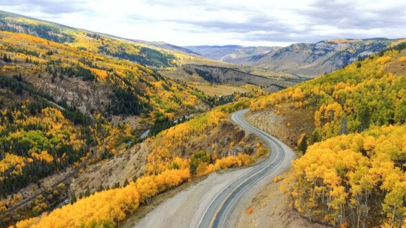 Winding Road Through Rocky Mountains 4k