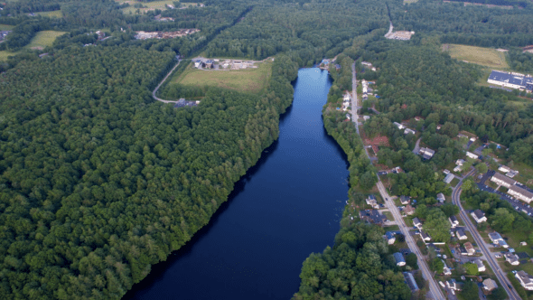 Flying over a river